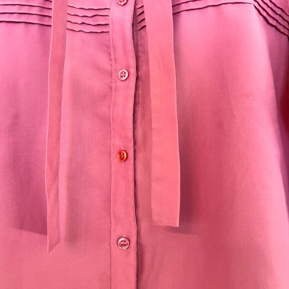 Vintage Pink Prime Time Long Sleeve Blouse with Neck Tie - Picture 2 of 11
